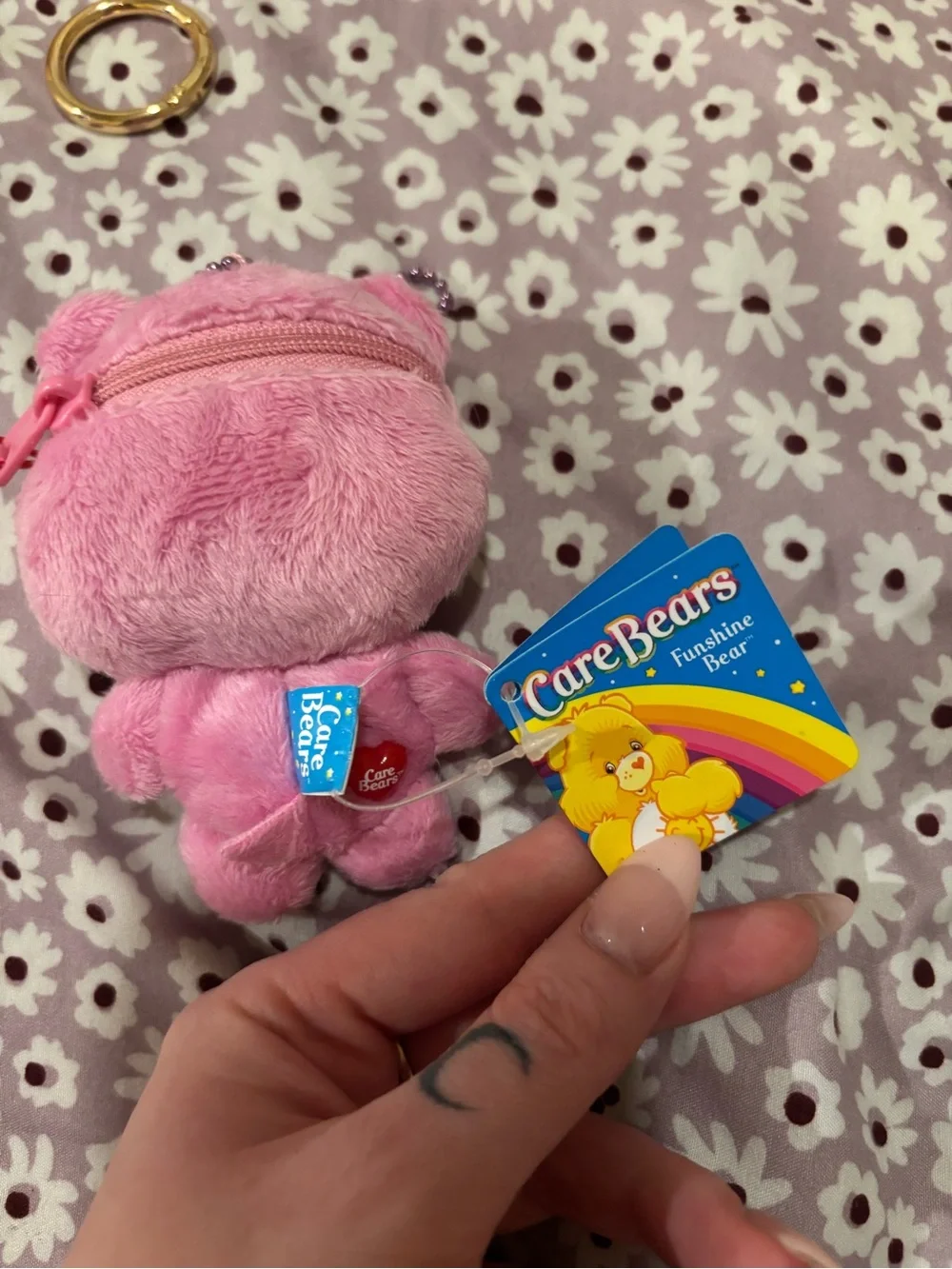 FROM JAPAN Vintage Care Bears Best Friend Bear plush keychain coin purse 2009